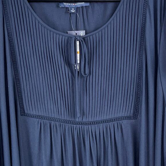 Tommy Hilfiger Navy Blue Short Sleeve Pleated Babydoll Peasant Top Plus 3X NWT - Picture 6 of 12